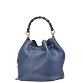 グッチ バンブー ショルダーバッグ ハンドバッグ 2WAY 387613 ネイビー レザー レディース GUCCI 【中古】